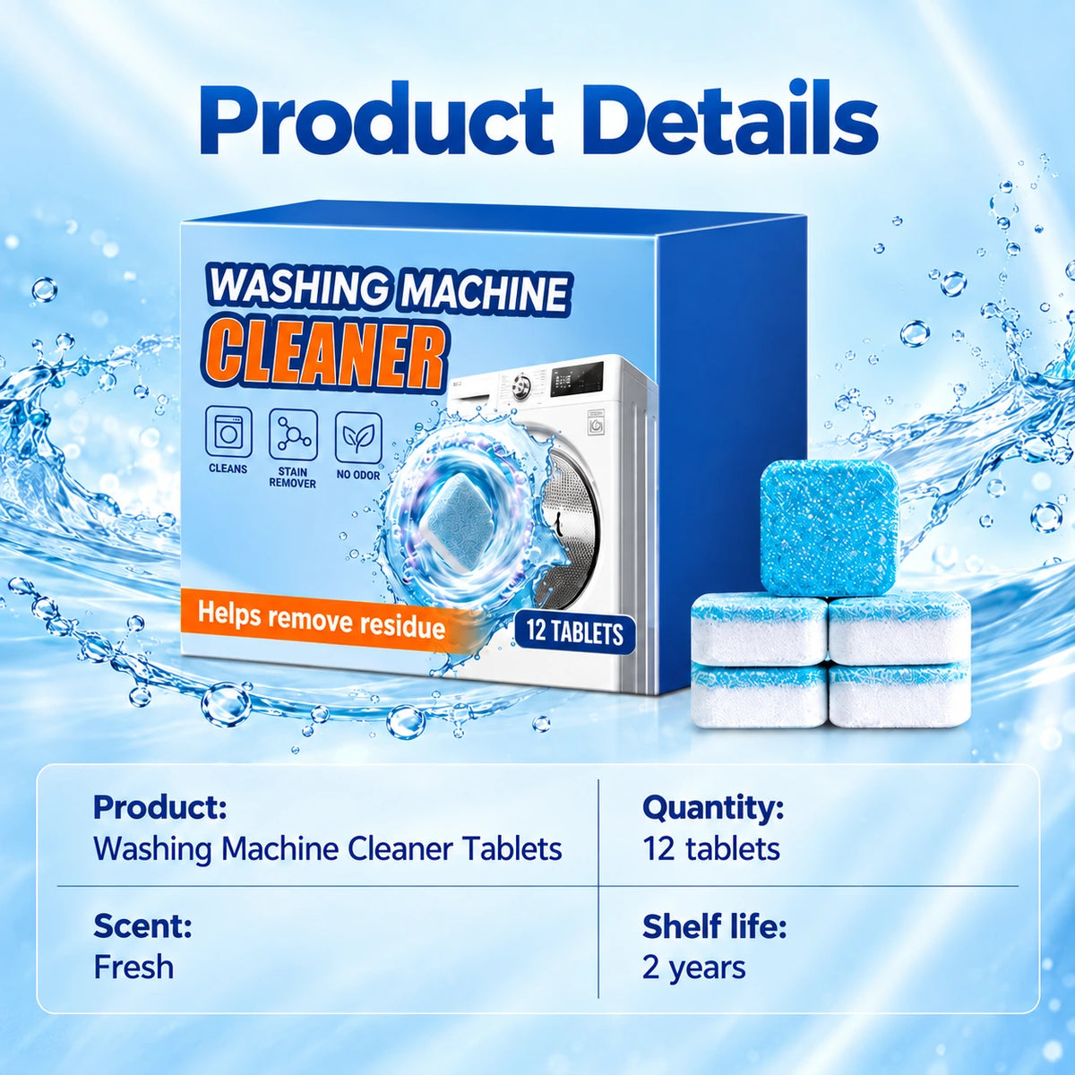 🔥LAST DAY SALE! 50% OFF!🔥Washing Machine Cleaner Tablets – Help Lift Buildup & Freshen Your Washer