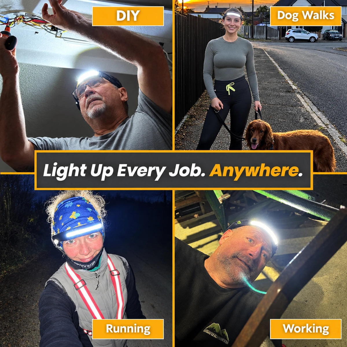 🔥Last Day Sale! 50% Off!🔥230° Wide-Beam Rechargeable Headlamp — Hands-Free Motion Sensor Control