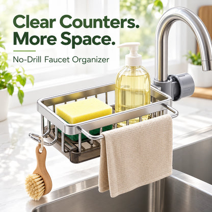 🔥50% OFF🔥No-Drill Faucet Organizer — Clear Counters, Everything Within Reach
