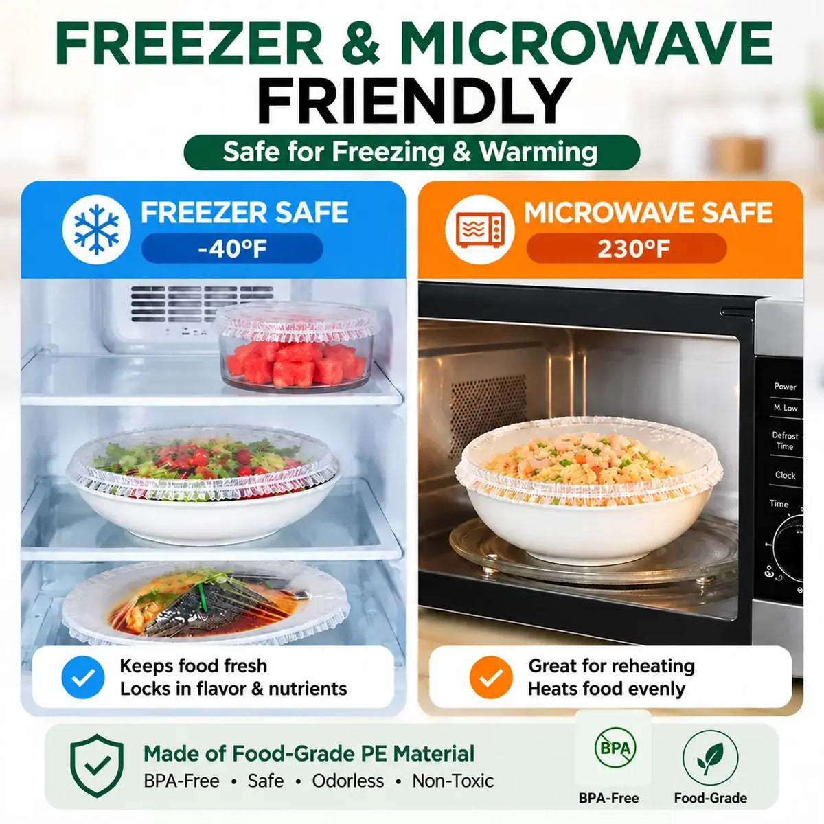 🔥BUY 1 GET 1 FREE · ONLY $10.99 EACH🔥100-Pack Elastic Food Covers – Stretch, Seal & Keep Food Fresh Longer