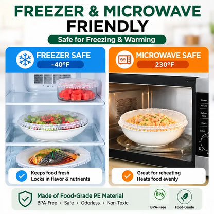 🔥BUY 1 GET 1 FREE · ONLY $10.99 EACH🔥100-Pack Elastic Food Covers – Stretch, Seal & Keep Food Fresh Longer