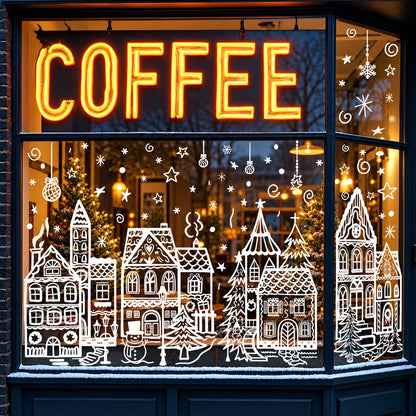⏳Last Day Sale! 50% Off!🎁🎄 Christmas Village Window Sticker Set