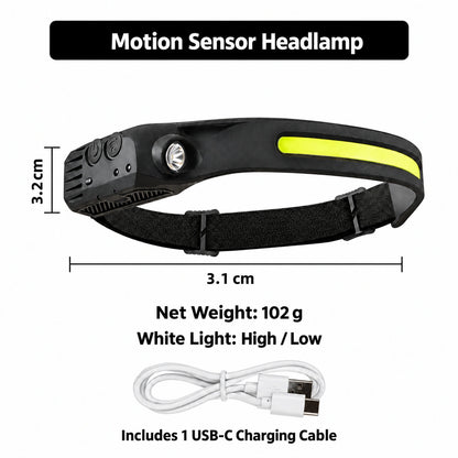 🔥Last Day Sale! 50% Off!🔥230° Wide-Beam Rechargeable Headlamp — Hands-Free Motion Sensor Control