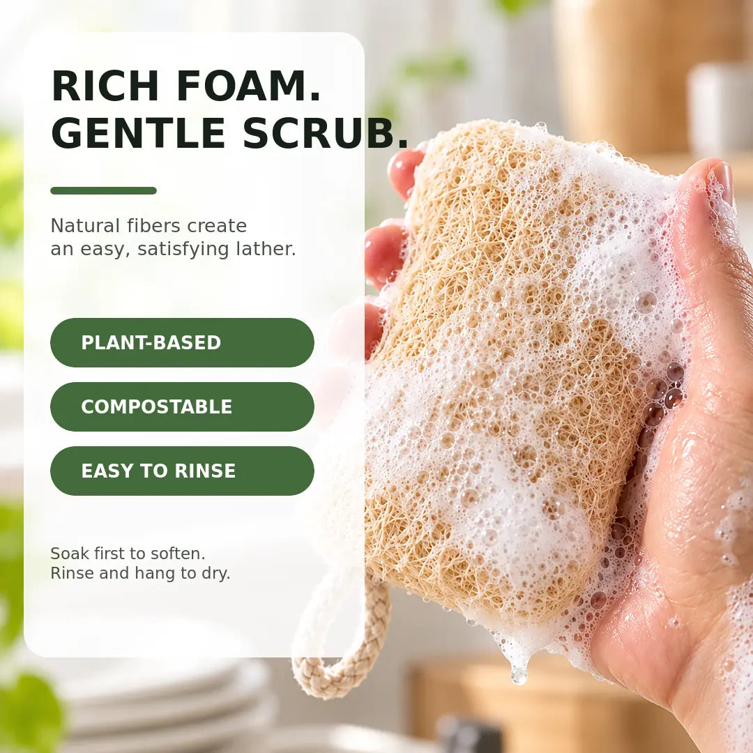 🔥LAST DAY SALE! 50% OFF!🔥Natural Cleaning Sponge – 100% Organic Luffa Dish Scrubber 🌿