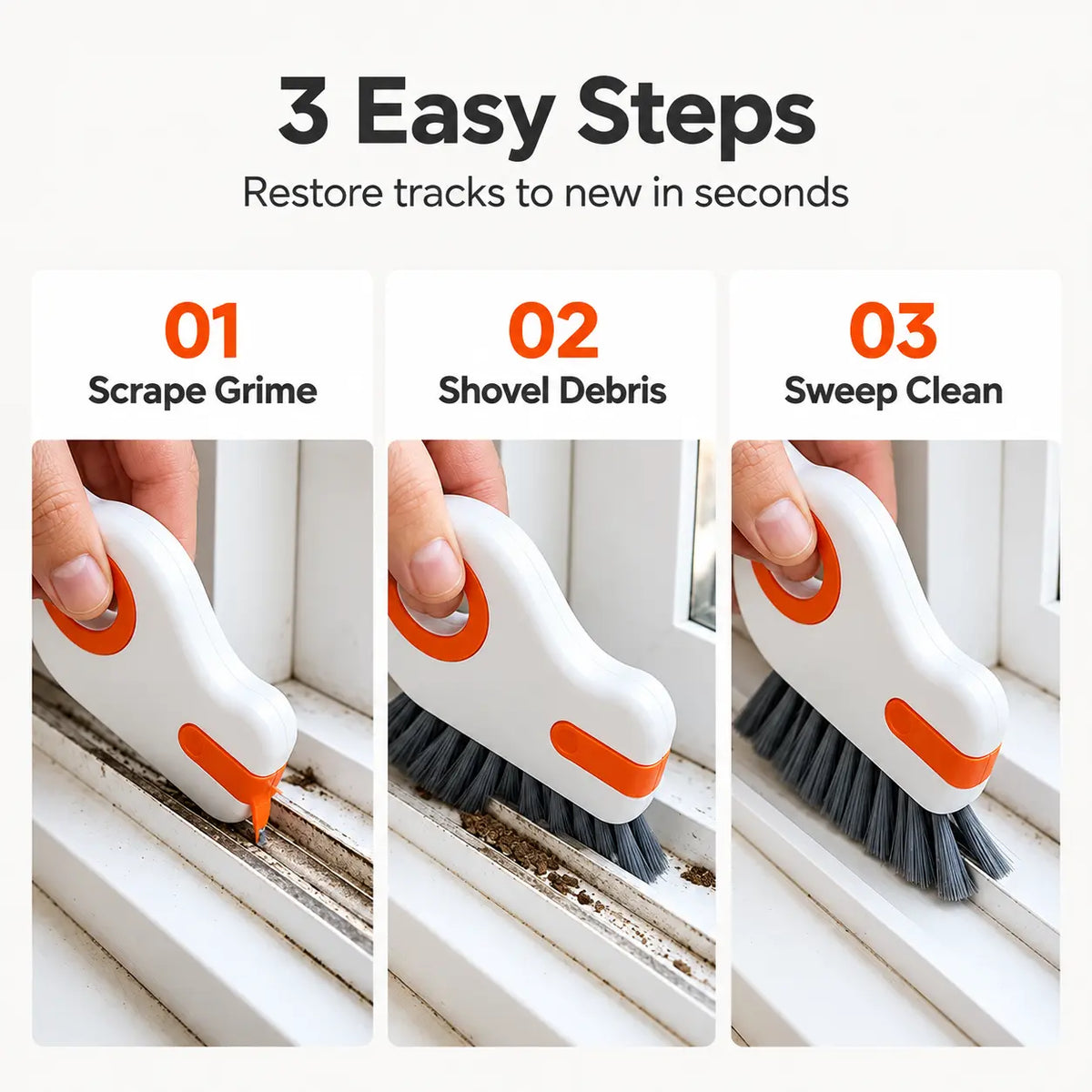🔥LIMITED-TIME OFFER! BUY 1 GET 1 FREE EACH $9.99!🔥🧹 2-in-1 Window Groove Cleaning Brush with Built-in Scraper