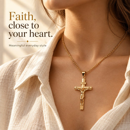 🔥🔥LAST DAY SALE! 60% OFF!🔥🔥Faith Close to Your Heart — Gold-Tone Stainless Steel Cross Necklace