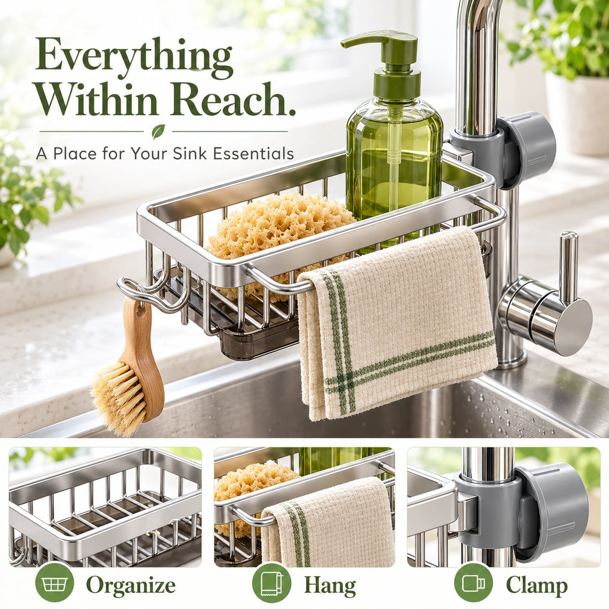🔥50% OFF🔥No-Drill Faucet Organizer — Clear Counters, Everything Within Reach