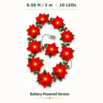🔥50% OFF🎄LED Poinsettia Christmas Wreath – A Festive Welcome with a Warm Holiday Glow✨