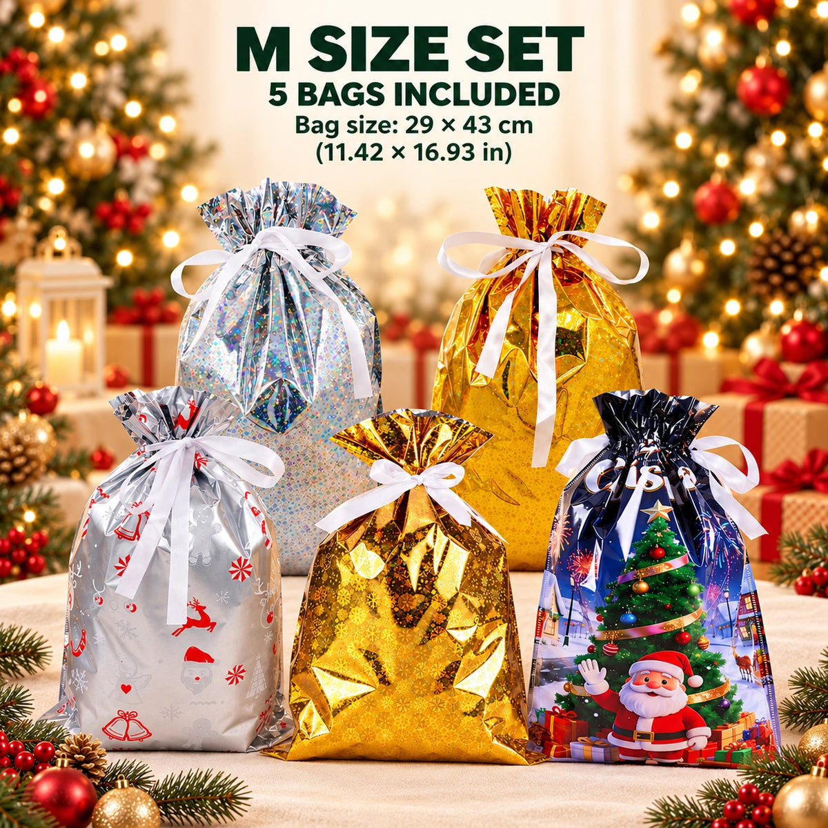 🏆50K+ SOLD! Christmas Sale🎅Christmas Drawstring Gift Bag Set – Just Fill, Tie & Gift! 🎁