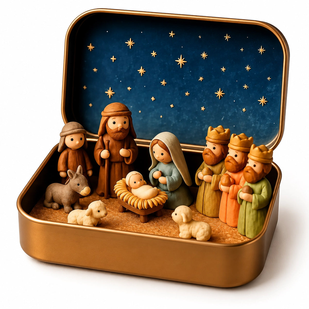 🎄Last Day 50% OFF✝️ Mini Nativity Scene Keepsake Tin — Pocket-Sized Christmas Holy Family Set