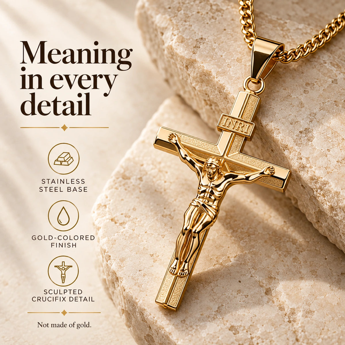 🔥🔥LAST DAY SALE! 60% OFF!🔥🔥Faith Close to Your Heart — Gold-Tone Stainless Steel Cross Necklace