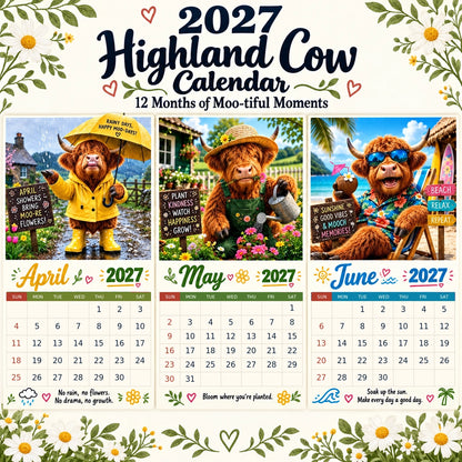 ⏳Last Day Sale! 50% Off! 🔥2027 Funny Highland Cow Wall Calendar