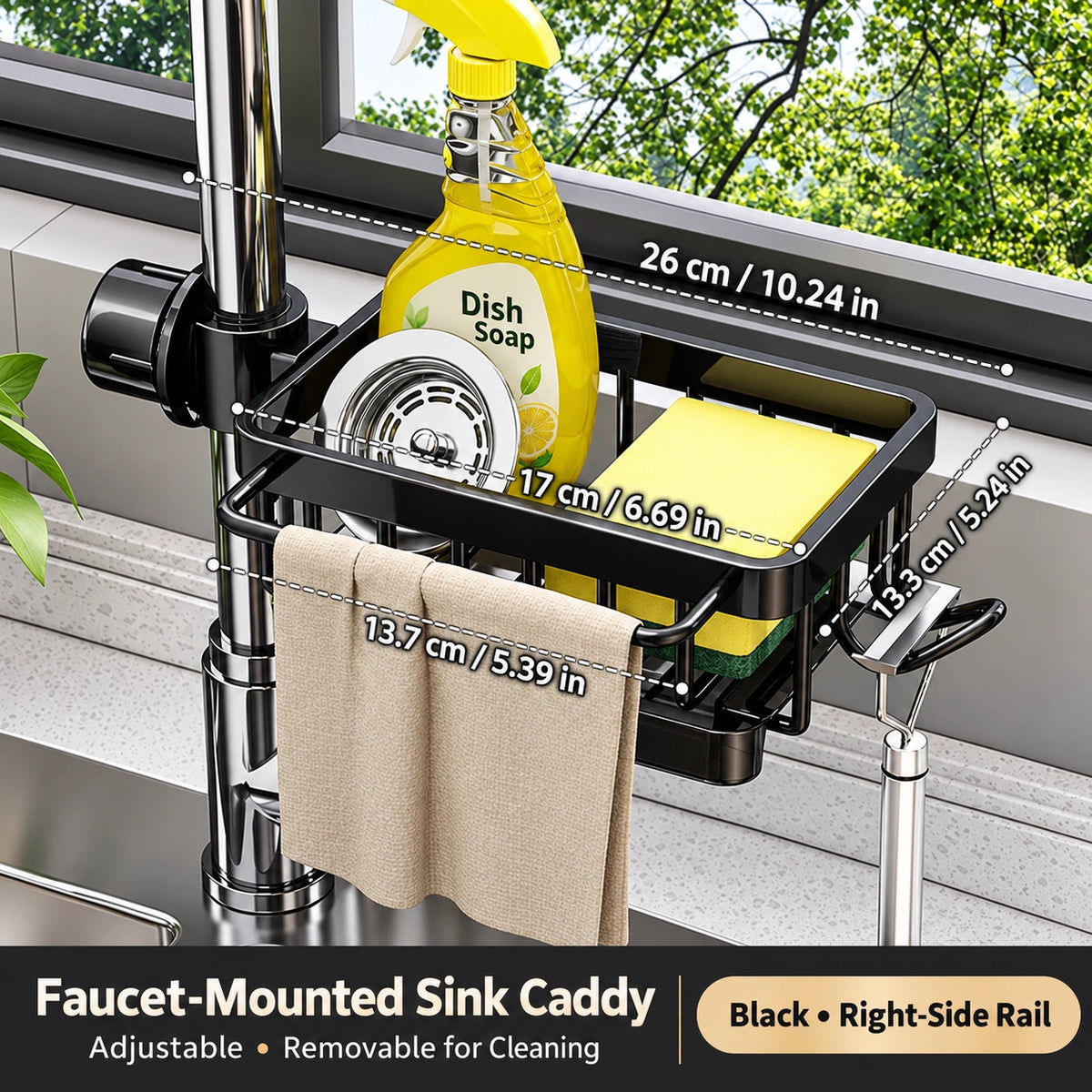 🔥50% OFF🔥No-Drill Faucet Organizer — Clear Counters, Everything Within Reach