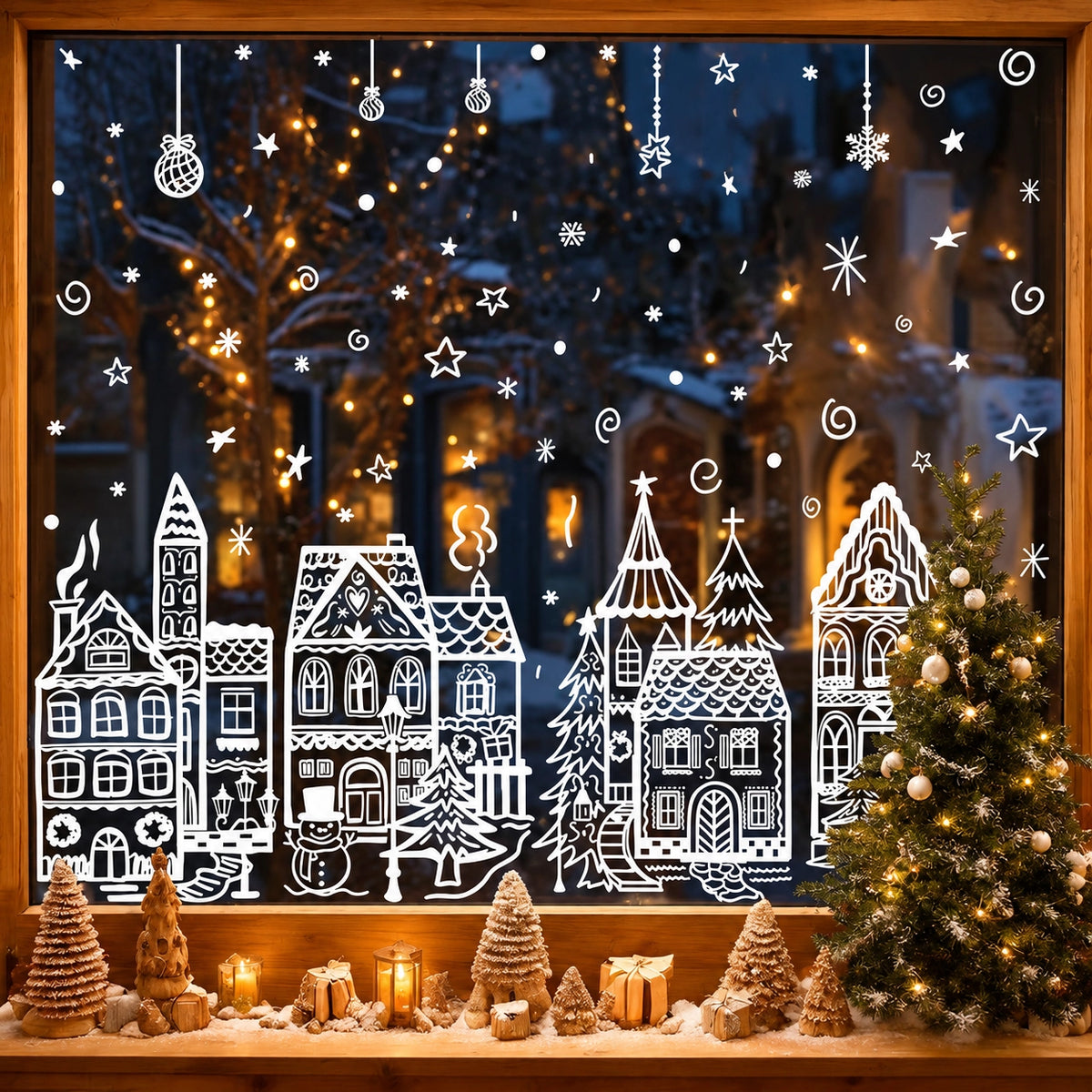 ⏳Last Day Sale! 50% Off!🎁🎄 Christmas Village Window Sticker Set