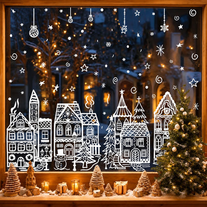 ⏳Last Day Sale! 50% Off!🎁🎄 Christmas Village Window Sticker Set