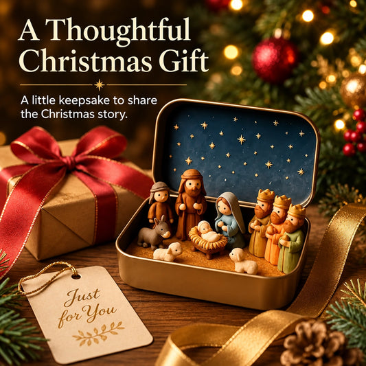 🎄Last Day 50% OFF✝️ Mini Nativity Scene Keepsake Tin — Pocket-Sized Christmas Holy Family Set