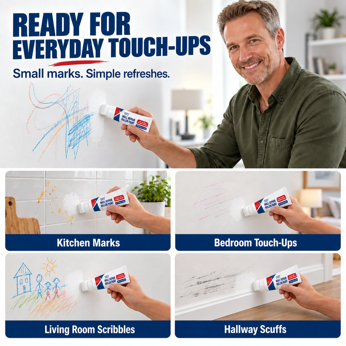 🔥LAST DAY SALE! 50% OFF!🔥Roll-On Wall Touch-Up Paint