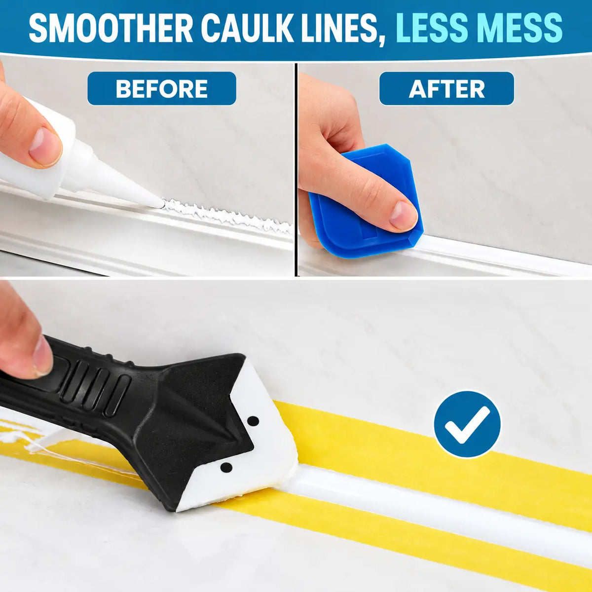 🔥LIMITED-TIME OFFER! BUY 1 GET 1 FREE EACH $8.49!🔥3-in-1 Caulking Tool Kit—Remove, Scrape & Smooth Like a Pro