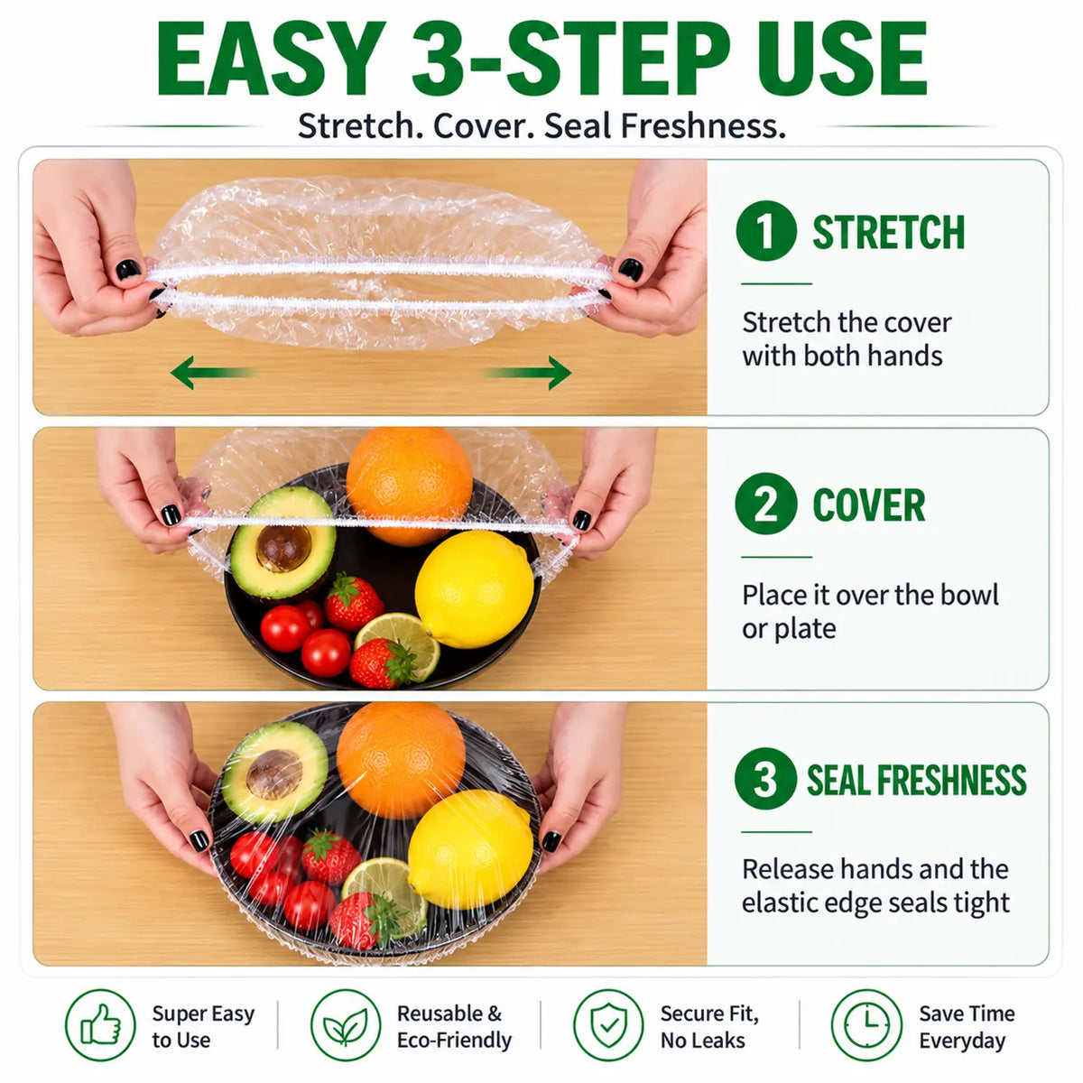 🔥BUY 1 GET 1 FREE · ONLY $10.99 EACH🔥100-Pack Elastic Food Covers – Stretch, Seal & Keep Food Fresh Longer