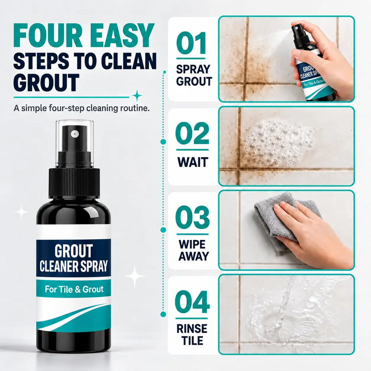 🔥LAST DAY SALE! 50% OFF!🔥Grout Stain & Mold Remover Spray – Deep-Clean Tile Lines with Less Scrubbing