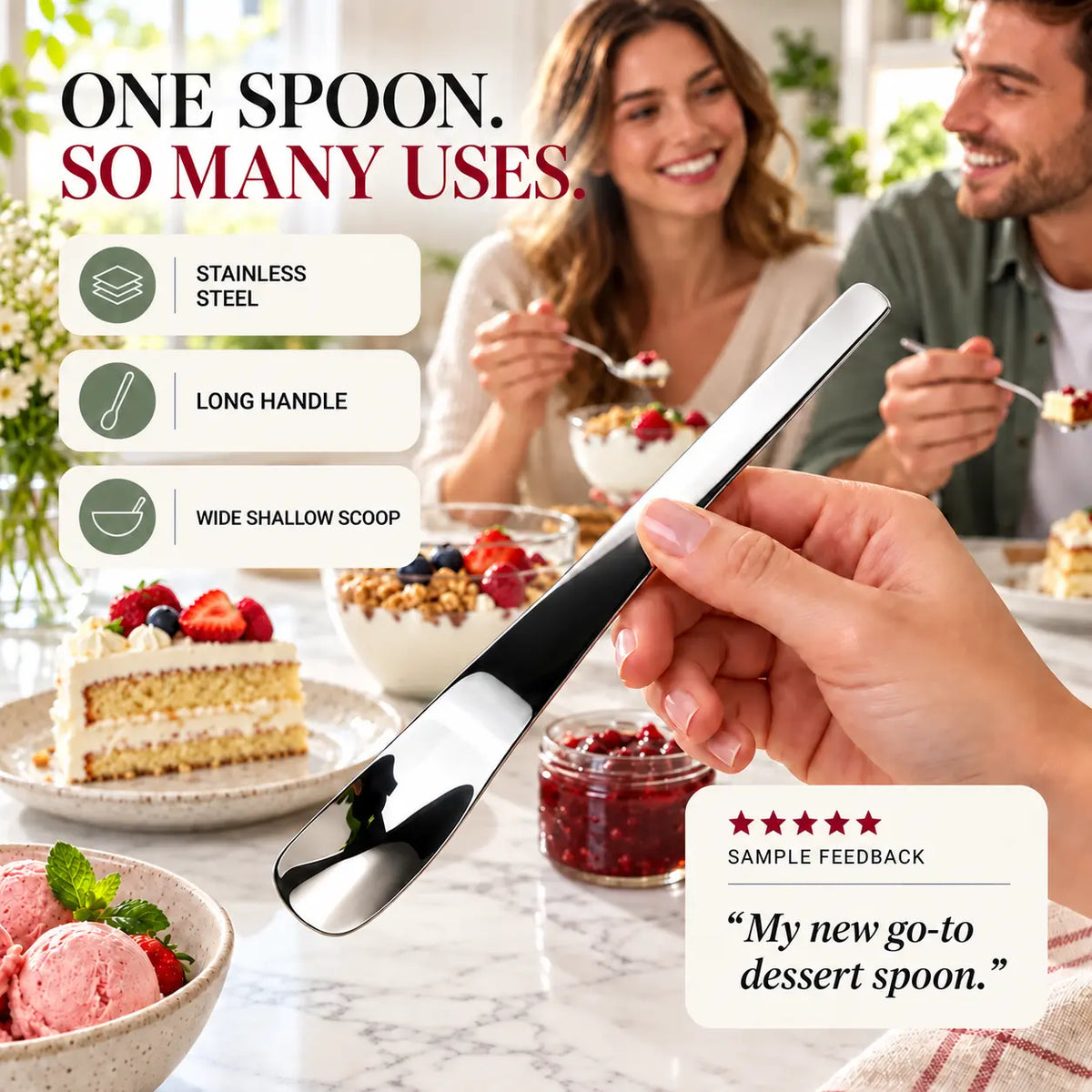 🔥LAST DAY SALE! 53% OFF!🔥Stainless Steel Ice Cream & Dessert Spoon