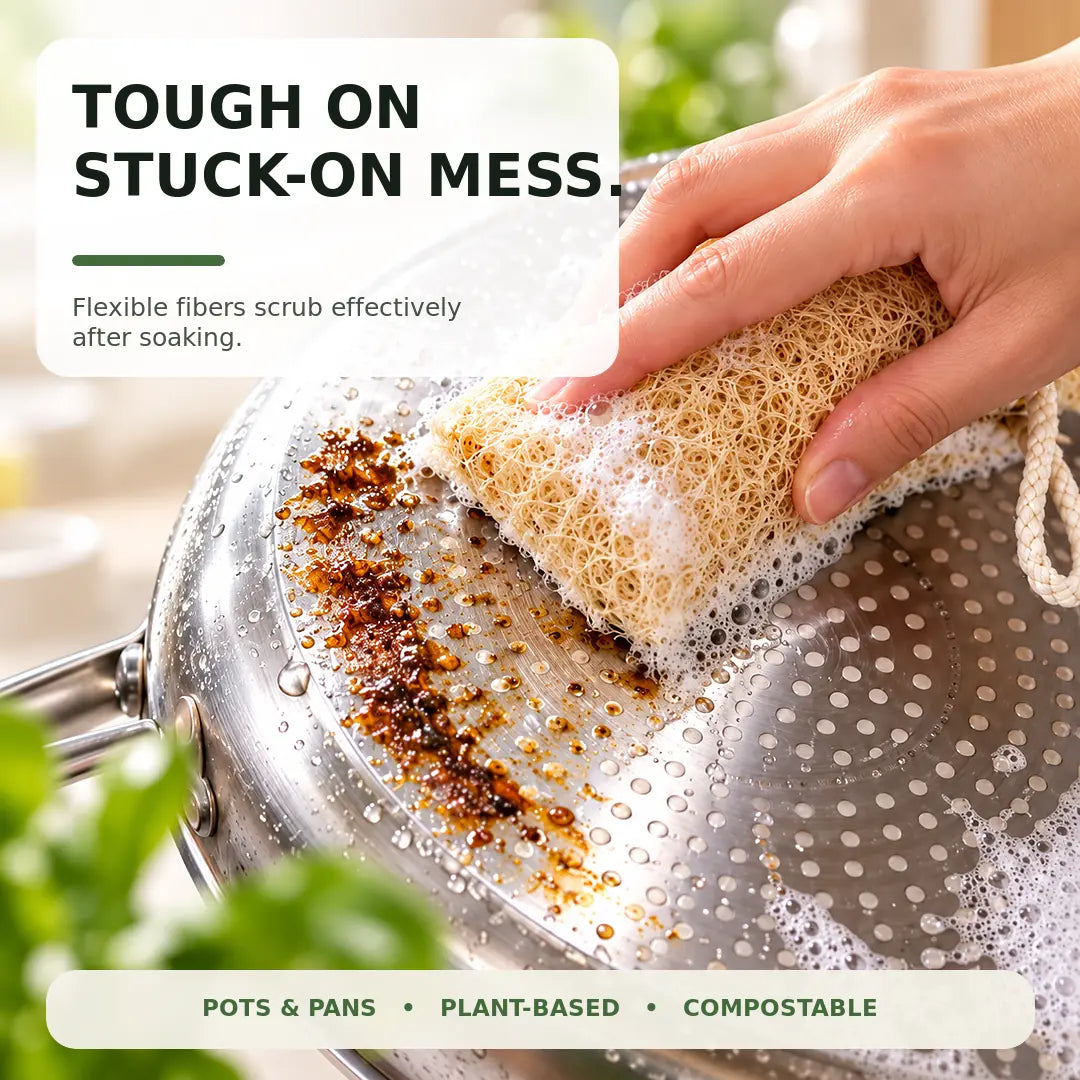 🔥LAST DAY SALE! 50% OFF!🔥Natural Cleaning Sponge – 100% Organic Luffa Dish Scrubber 🌿