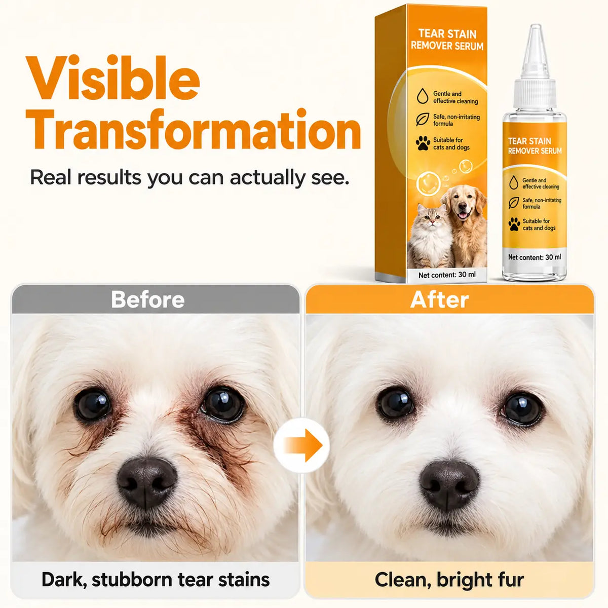 🔥LAST DAY SALE! 50% OFF!🔥Pet Tear Stain Remover – Gentle Cleansing Serum for Dogs & Cats