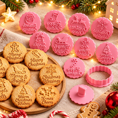 🎁50% Off!🎄Christmas Cookie Cutter & Stamp Set – 10 Festive Designs for Homemade Holiday Treats 🍪