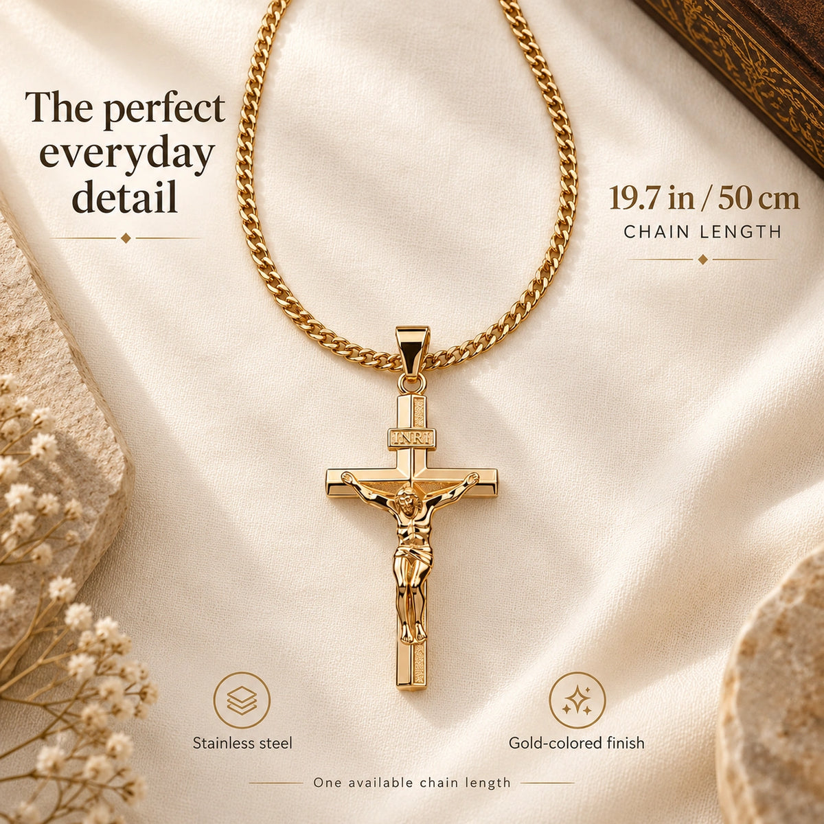 🔥🔥LAST DAY SALE! 60% OFF!🔥🔥Faith Close to Your Heart — Gold-Tone Stainless Steel Cross Necklace