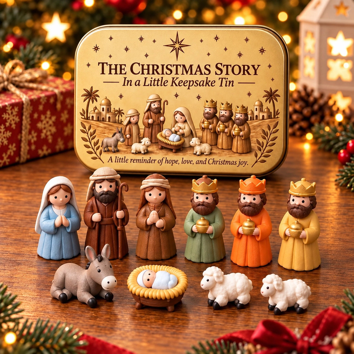 🎄Last Day 50% OFF✝️ Mini Nativity Scene Keepsake Tin — Pocket-Sized Christmas Holy Family Set