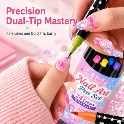 💕LAST DAY-50% OFF🌈24 Colors Dual Ended Nail Art Pens Set