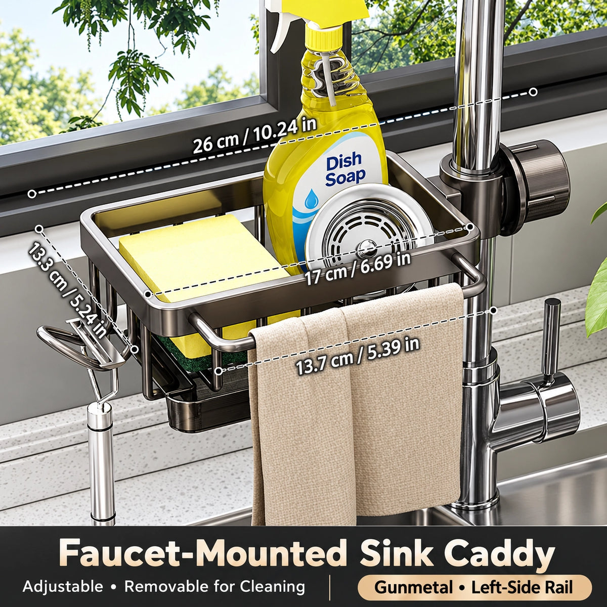 🔥50% OFF🔥No-Drill Faucet Organizer — Clear Counters, Everything Within Reach