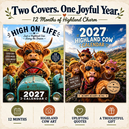 ⏳Last Day Sale! 50% Off! 🔥2027 Funny Highland Cow Wall Calendar