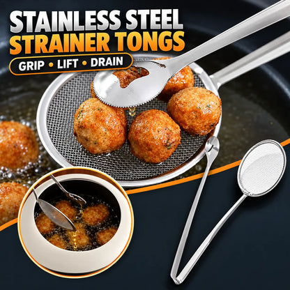 🔥BUY 1 GET 1 FREE · ONLY $9.99 EACH🔥2-in-1 Stainless Steel Strainer Tongs – Grip, Lift & Drain with Ease