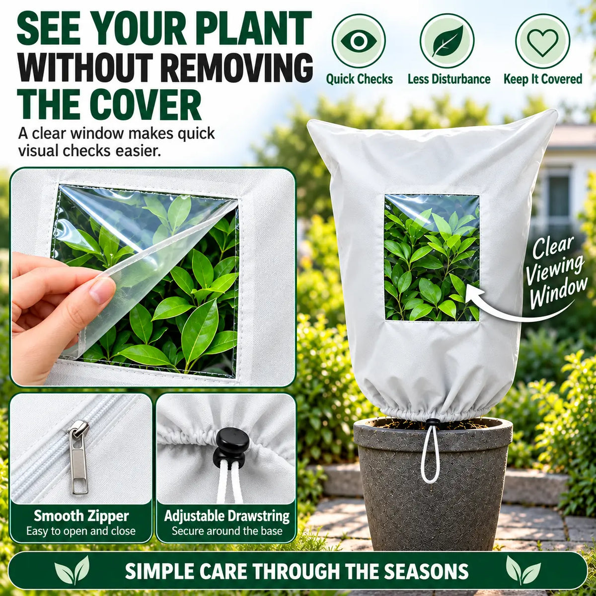 🔥LAST DAY SALE! 35% OFF!🔥Reusable Plant Frost Cover — Breathable Winter Protection with Easy-View Window