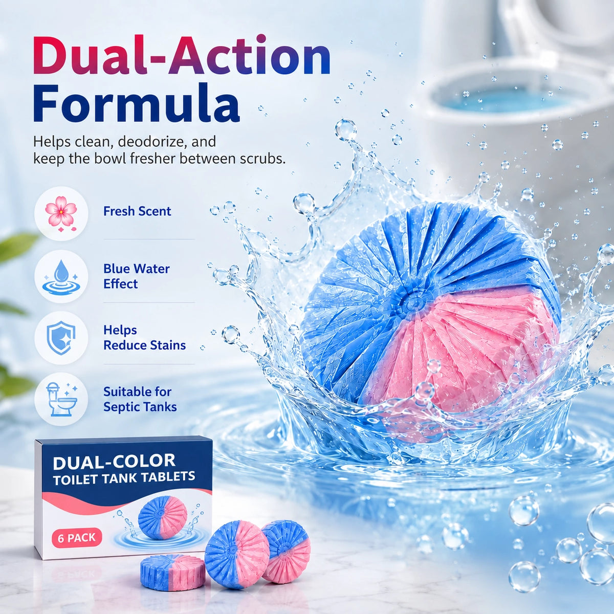 🔥LAST DAY SALE! 50% OFF!🔥Dual-Color Automatic Toilet Cleaner Tablets – Freshness With Every Flush