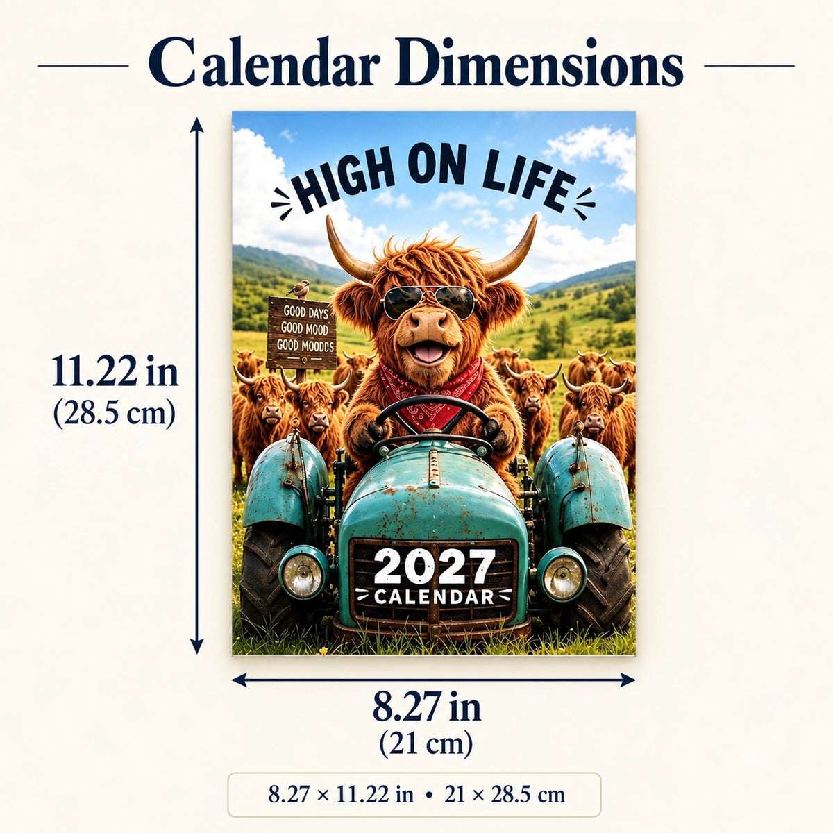 ⏳Last Day Sale! 50% Off! 🔥2027 Funny Highland Cow Wall Calendar