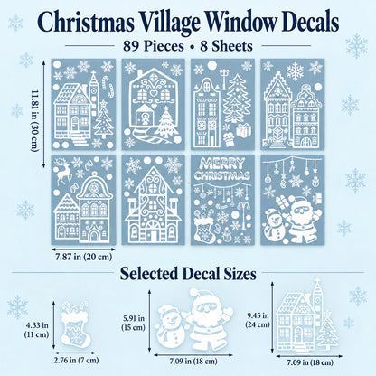 ⏳Last Day Sale! 50% Off!🎁🎄 Christmas Village Window Sticker Set