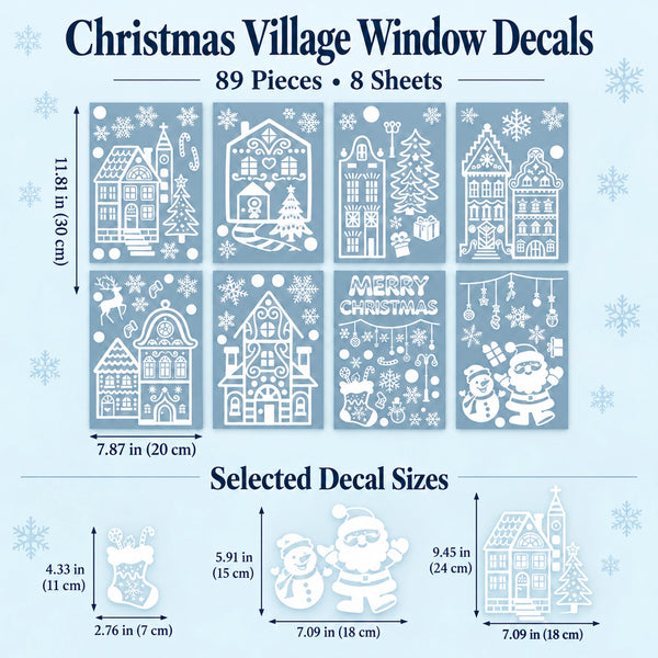 ⏳Last Day Sale! 50% Off!🎁🎄 Christmas Village Window Sticker Set