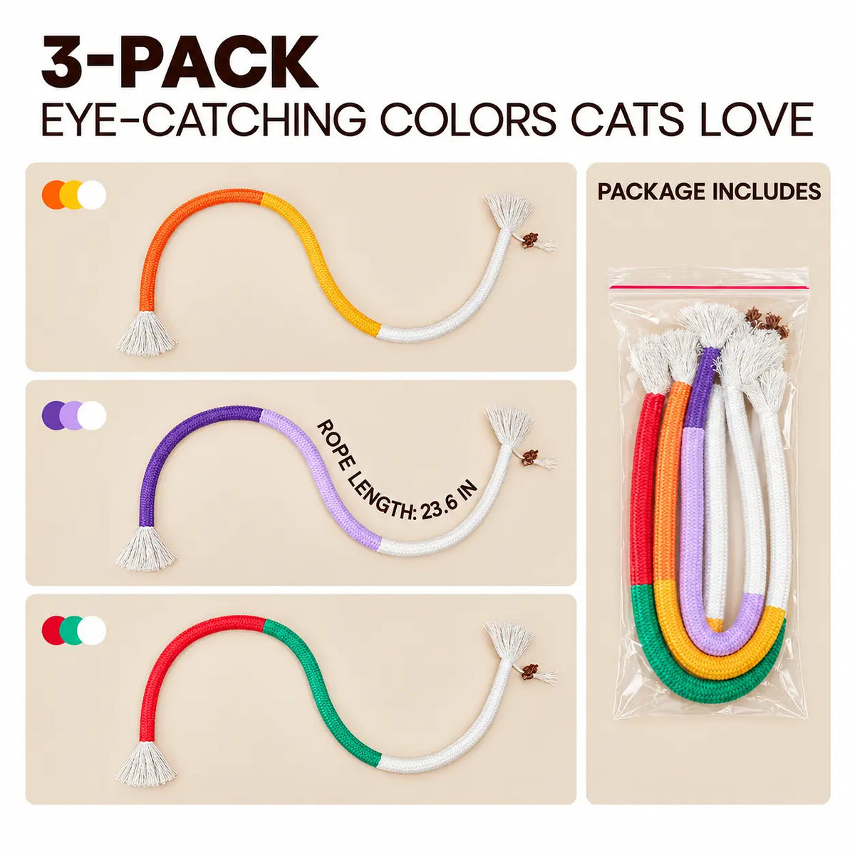 🔥LAST DAY SALE! 50% OFF!🔥Organic Cotton Cat Chew Ropes—Redirect Chewing, Beat Boredom & Encourage Active Play
