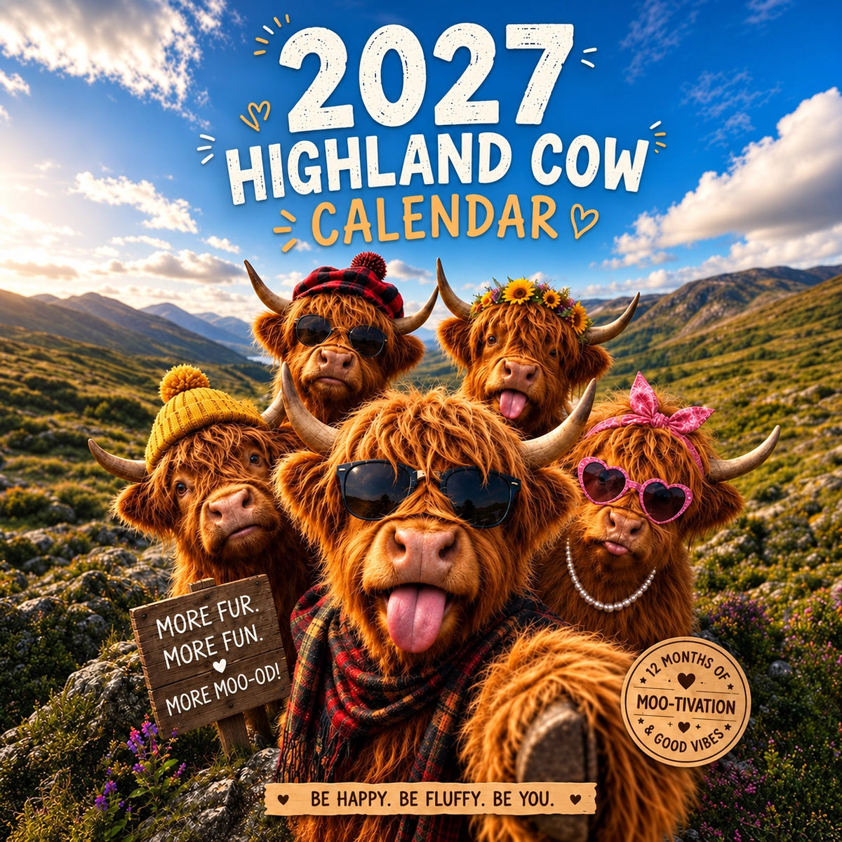 ⏳Last Day Sale! 50% Off! 🔥2027 Funny Highland Cow Wall Calendar