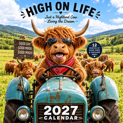 ⏳Last Day Sale! 50% Off! 🔥2027 Funny Highland Cow Wall Calendar