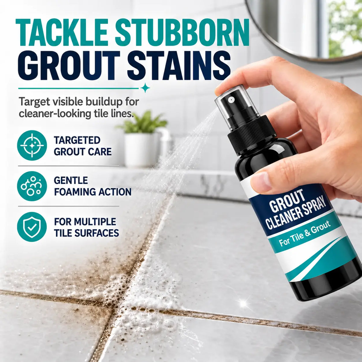 🔥LAST DAY SALE! 50% OFF!🔥Grout Stain & Mold Remover Spray – Deep-Clean Tile Lines with Less Scrubbing
