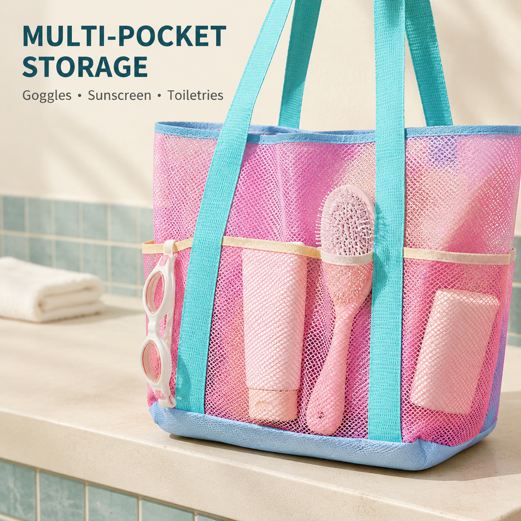 Large Capacity Mesh Swim Tote Bag with Wet &amp; Dry Storage