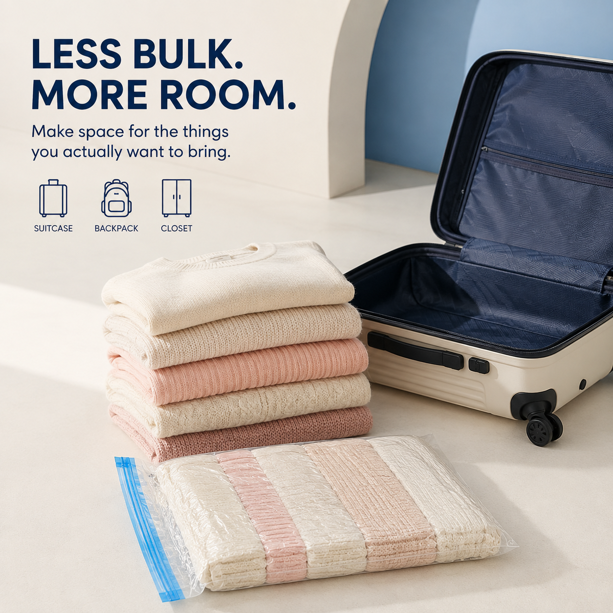 Roll-Up Travel Compression Bags - No Pump Needed