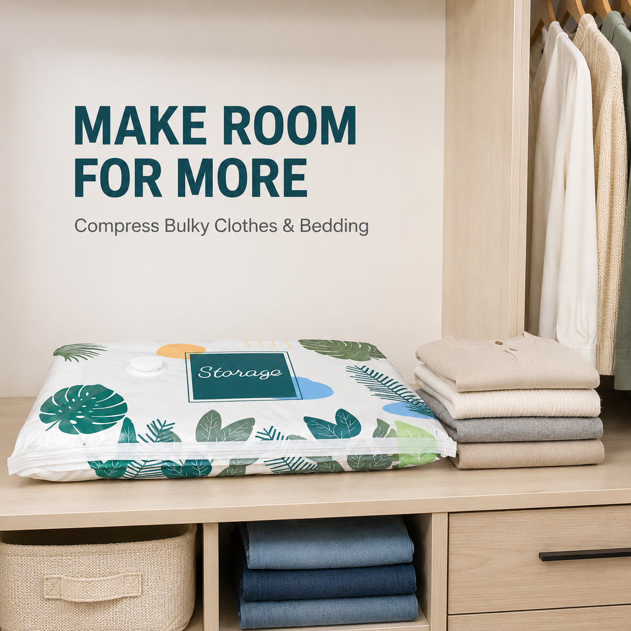 Heavy-Duty Reusable Vacuum Storage Bags for Clothes &amp; Bedding