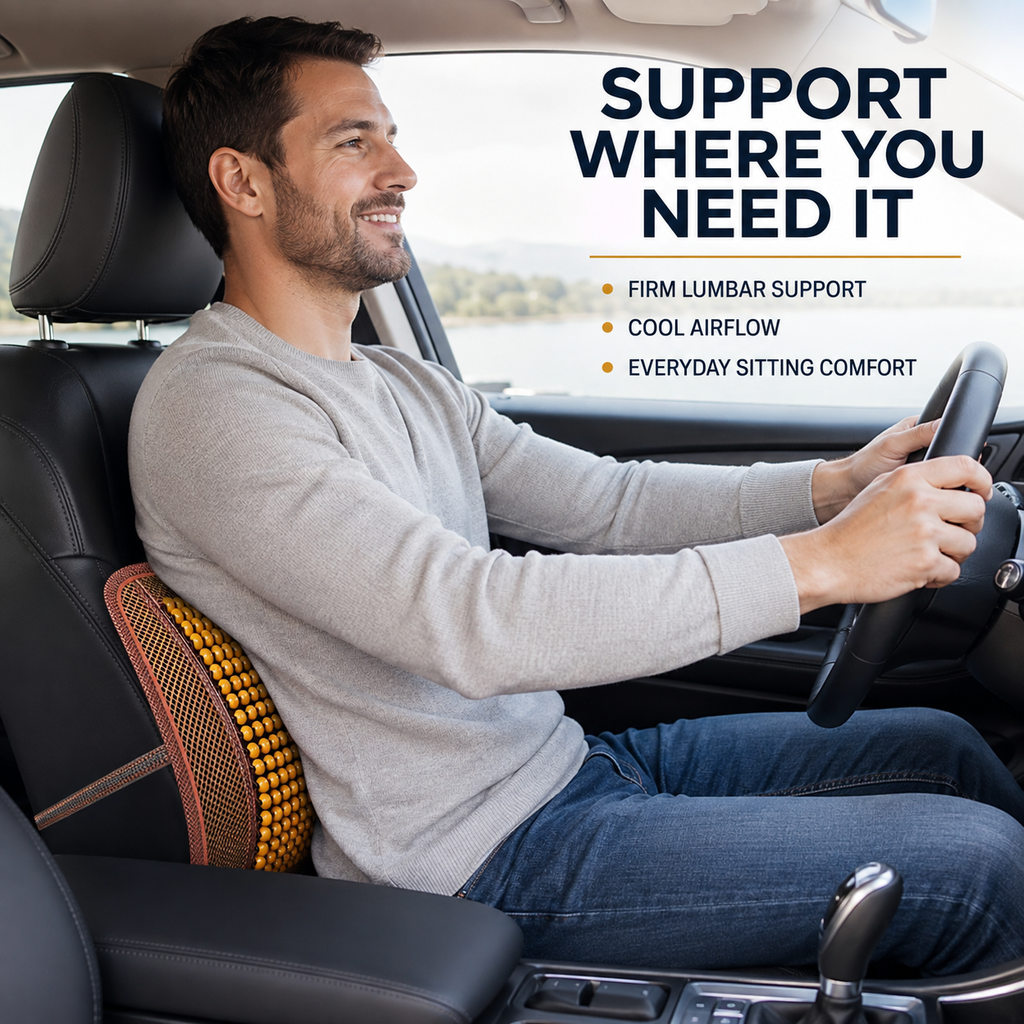 Breathable Wooden Bead Car Lumbar Support Cushion