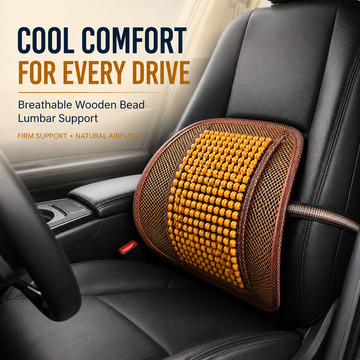 Breathable Wooden Bead Car Lumbar Support Cushion