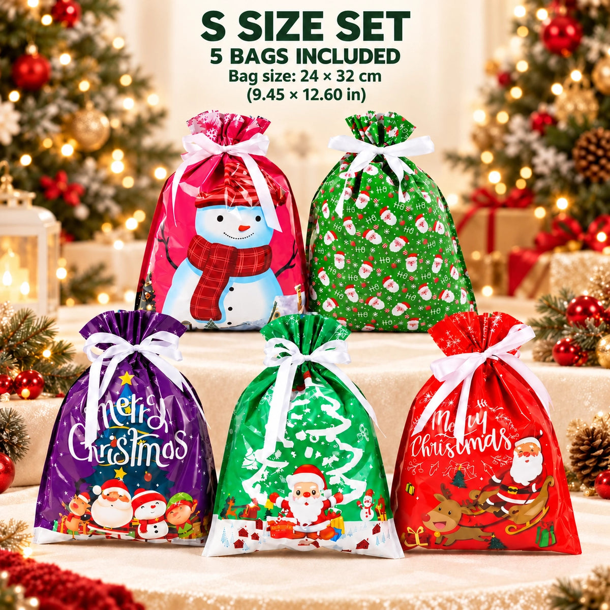 🏆50K+ SOLD! Christmas Sale🎅Christmas Drawstring Gift Bag Set – Just Fill, Tie & Gift! 🎁