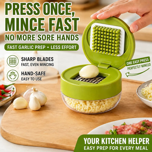 🔥LIMITED-TIME OFFER! BUY 2 GET 1 FREE EACH $9.99!🔥One-Press Garlic Mincer – Fresh, Evenly Minced Garlic Without the Mess